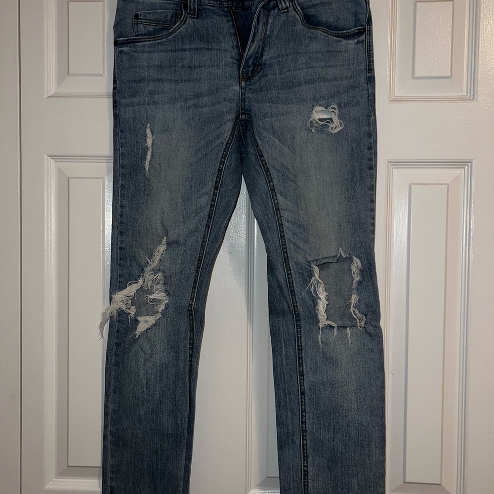 Distressed Blue Jeans